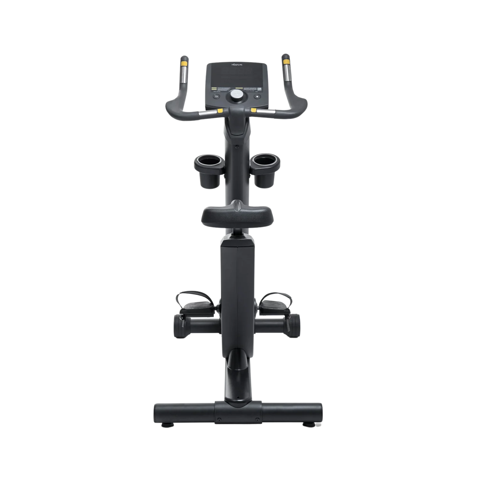 Intenza 450UBi2S Upright Bike with Winteractive console in a stylish Dubai apartment, showcasing its compact design and suitability for home use in the UAE.