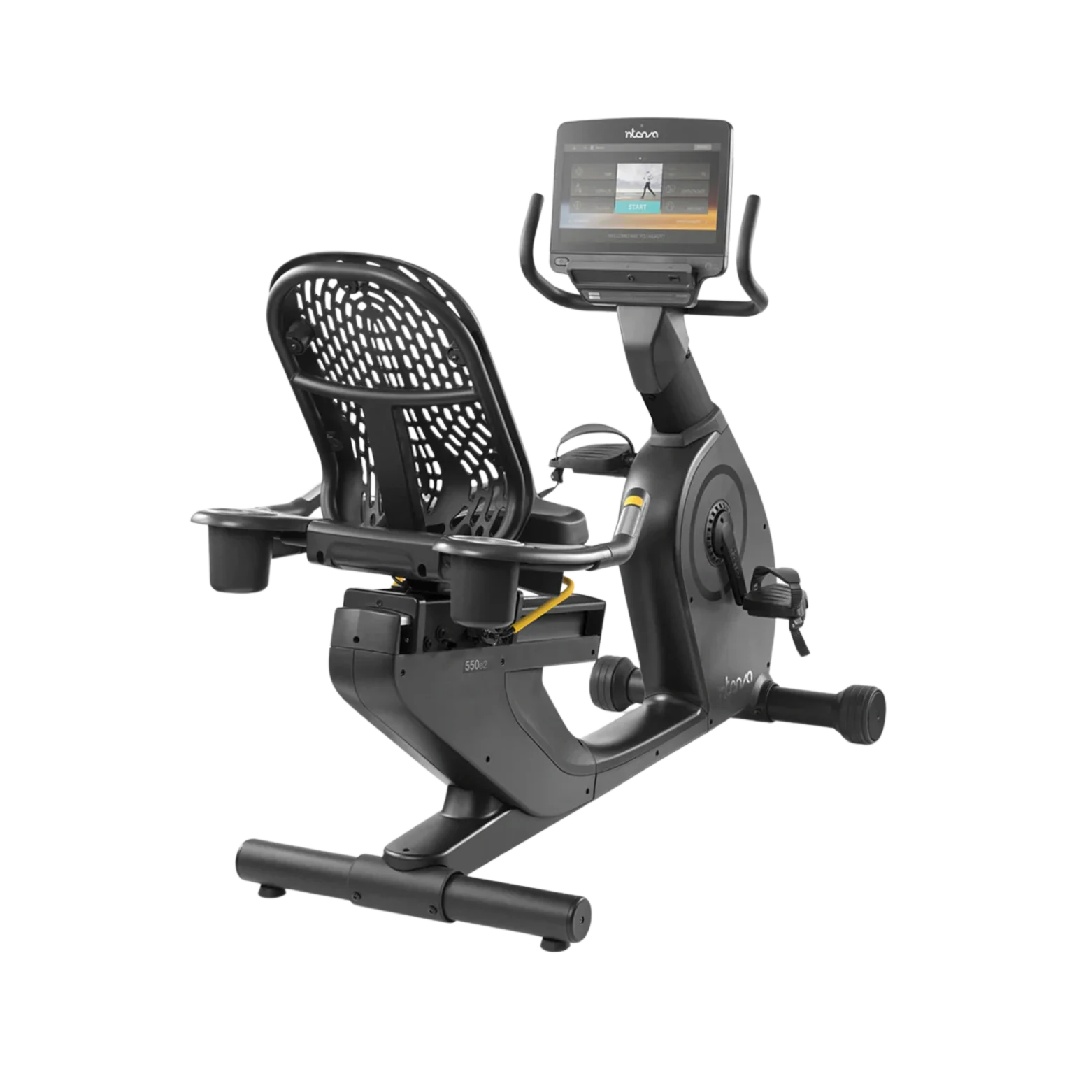 Intenza 550RBe2 Recumbent Bike with e-console in a modern Dubai home setting, highlighting its comfortable design and suitability for all fitness levels in the UAE.