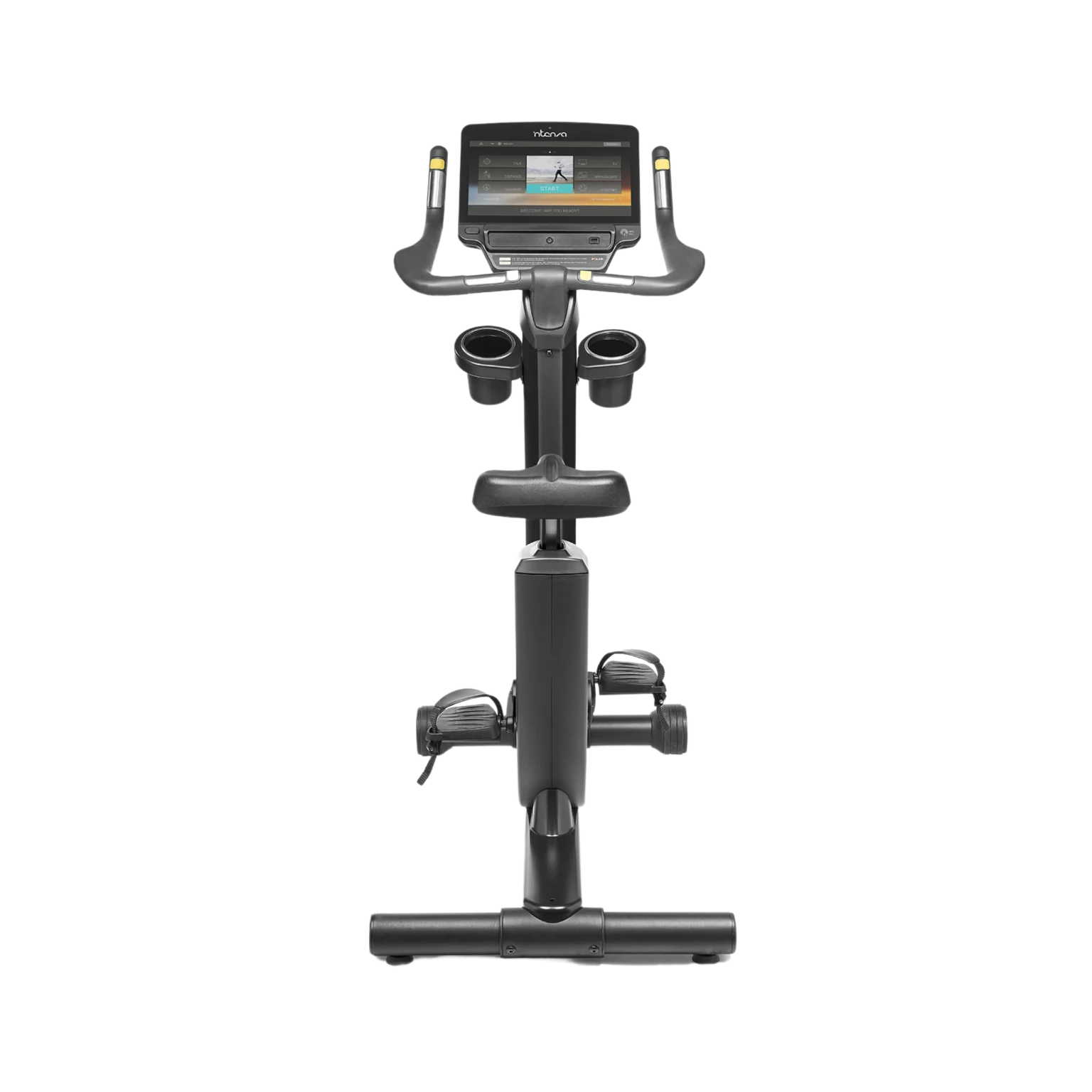 Intenza 550UBe2+ Upright Bike in a modern Dubai apartment, highlighting its compact design and suitability for home fitness in the UAE. Buy exercise bike online.