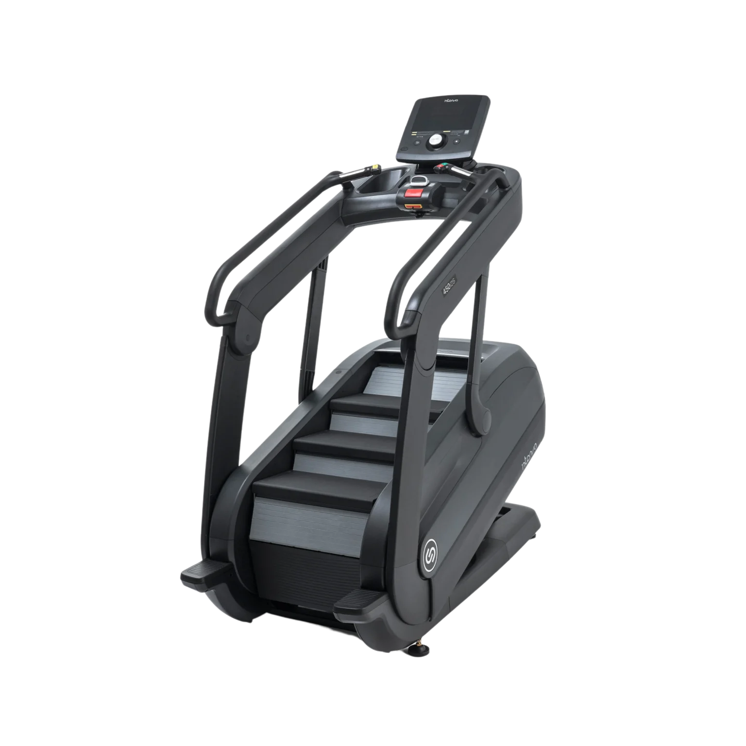 Intenza Escalate 450CI2S Stair Climber Hard Black in a modern Dubai apartment, highlighting its space-saving design, ideal for home fitness in the UAE.