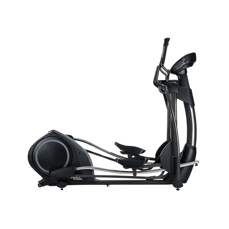 SportsArt E845S Elliptical side view, showcasing its MyFlex™ pedal cushioning and robust construction, perfect for comfortable workouts in Sharjah, UAE. Buy elliptical online.