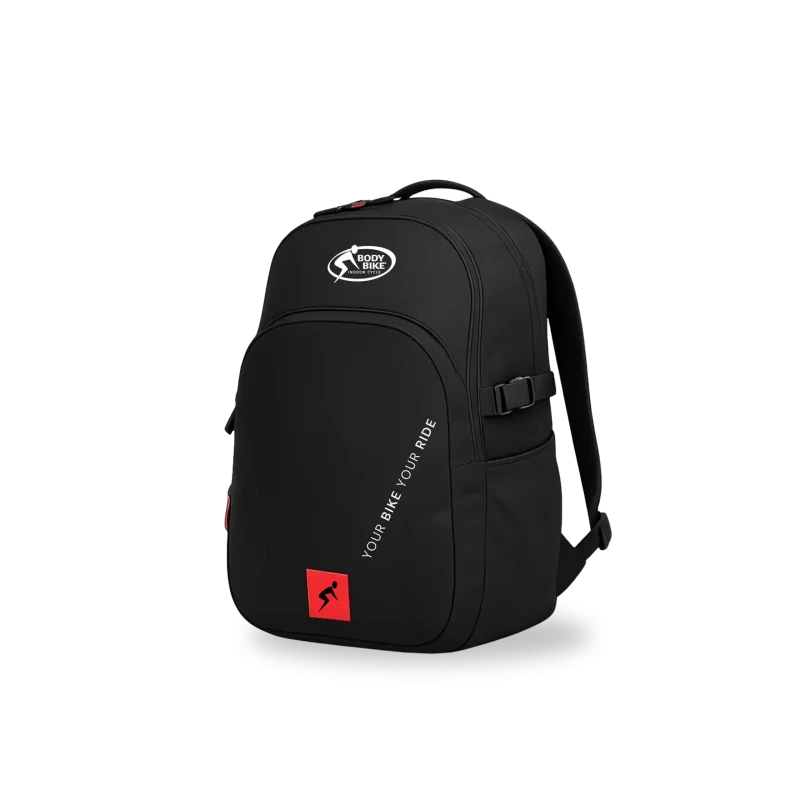 Body Bike Backpack on a person's back, showcasing its comfortable straps and stylish design, perfect for carrying fitness gear in Dubai, UAE. Buy backpack online.