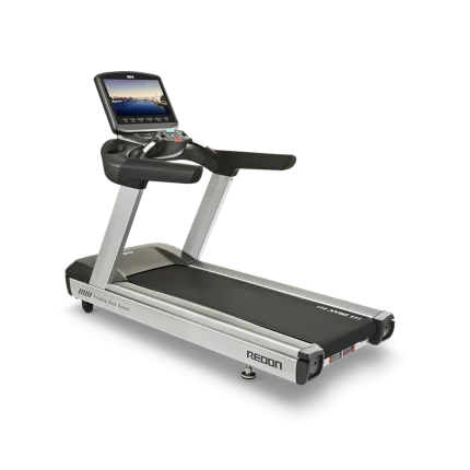 DRAX REDON NR25XA Treadmill in a high-end Dubai home gym, showcasing its sleek design and large touch screen, perfect for serious runners in the UAE.