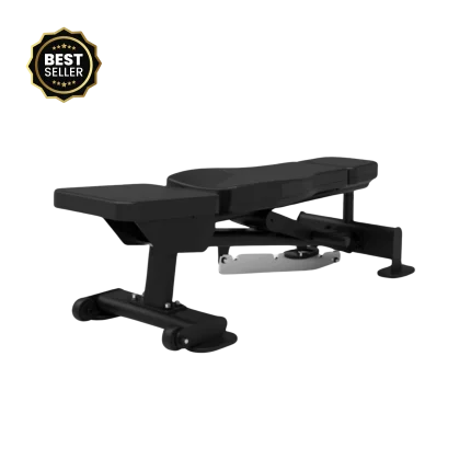 A Adjustable Yanre Flat Incline Bench shown in the flat position in a modern Dubai home gym, highlighting its comfortable padding and slip-resistant surface, perfect for various exercises in a UAE home setting. This emphasizes flat position comfort in Dubai.