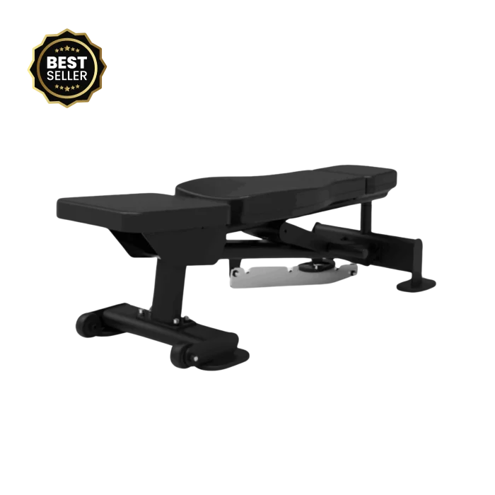 A Adjustable Yanre Flat Incline Bench shown in the flat position in a modern Dubai home gym, highlighting its comfortable padding and slip-resistant surface, perfect for various exercises in a UAE home setting. This emphasizes flat position comfort in Dubai.