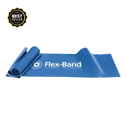 The Merrithew Flex Band in Extra Strength displayed in a bright Dubai fitness studio, showcasing its length and suitability for various resistance exercises in the UAE.