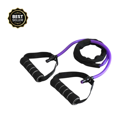 Close-up view of the Merrithew Heavy Strength Tubing's padded handle, emphasizing the comfortable grip even during challenging workouts in Abu Dhabi.