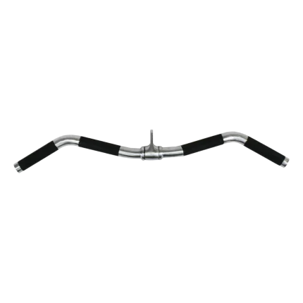 TKO 28-inch Chrome Curl Bar with Polyurethane Grips in a Dubai home gym setting, showcasing its compact size and sleek design. Buy curl bar online in the UAE.