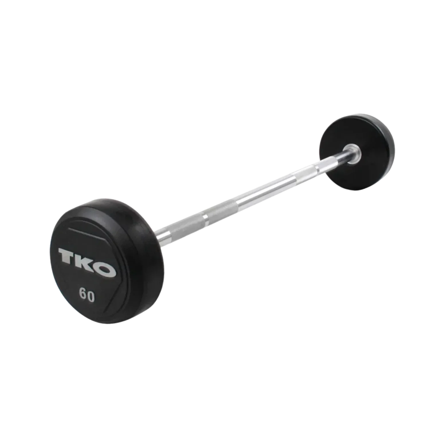 TKO 805RR Rubber Straight Barbell in a modern Dubai home gym, showcasing its sleek design and rubber coating, ideal for safe workouts in the UAE. Buy barbells online