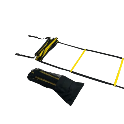 An individual in an outdoor training setting in the UAE utilizing the Torque Agility Ladder for lateral agility drills, demonstrating its versatility for various footwork exercises and its suitability for the local climate and outdoor fitness activities popular in the Emirates. This highlights its outdoor usability in the UAE.