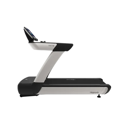 Close-up of INTENZA 550TE2 commercial treadmill touchscreen showing Bluetooth, Intenzacast™ mirroring, and Virtual Scenery options, designed for immersive workouts in the UAE. Perfect choice for personal gyms and commercial fitness centers in Dubai and across the Emirates.