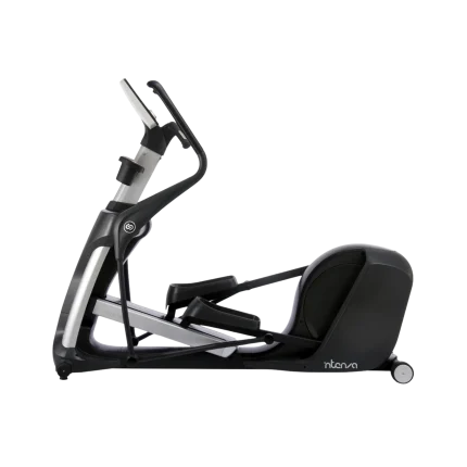 Front view of the INTENZA 550ETi elliptical cross trainer UAE edition, featuring an interactive LED console, Uni-Dial navigation control, and ergonomic pedal design, ideal for home gyms and fitness centers across Dubai, Abu Dhabi, and Sharjah.