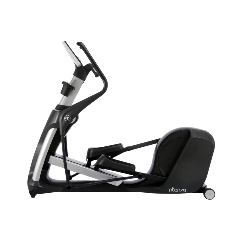 Front view of the INTENZA 550ETi elliptical cross trainer UAE edition, featuring an interactive LED console, Uni-Dial navigation control, and ergonomic pedal design, ideal for home gyms and fitness centers across Dubai, Abu Dhabi, and Sharjah.