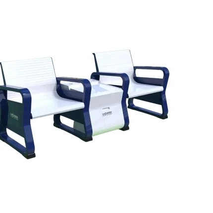 TP-308 Aluminum Alloy Rest Chair Set, royal blue and white sports chair set, aluminum alloy sports seating with storage, tennis court rest chair set, professional sports venue seating