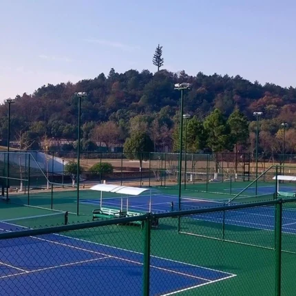 TF-950 Tennis Court Windscreen, dark green PVC tennis windscreen, high-end tennis court windscreen, tennis windscreen with logo printing, professional tennis court windscreen